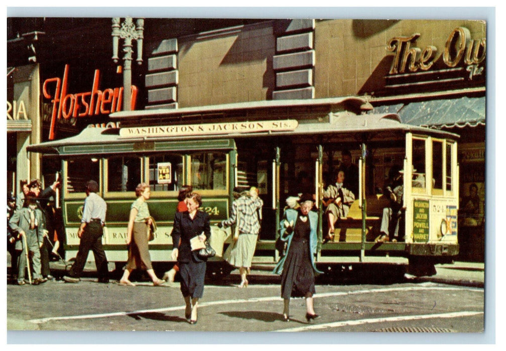 c1950's Cable Cars on Turntable, Market Streets in San Francisco CA Postcard