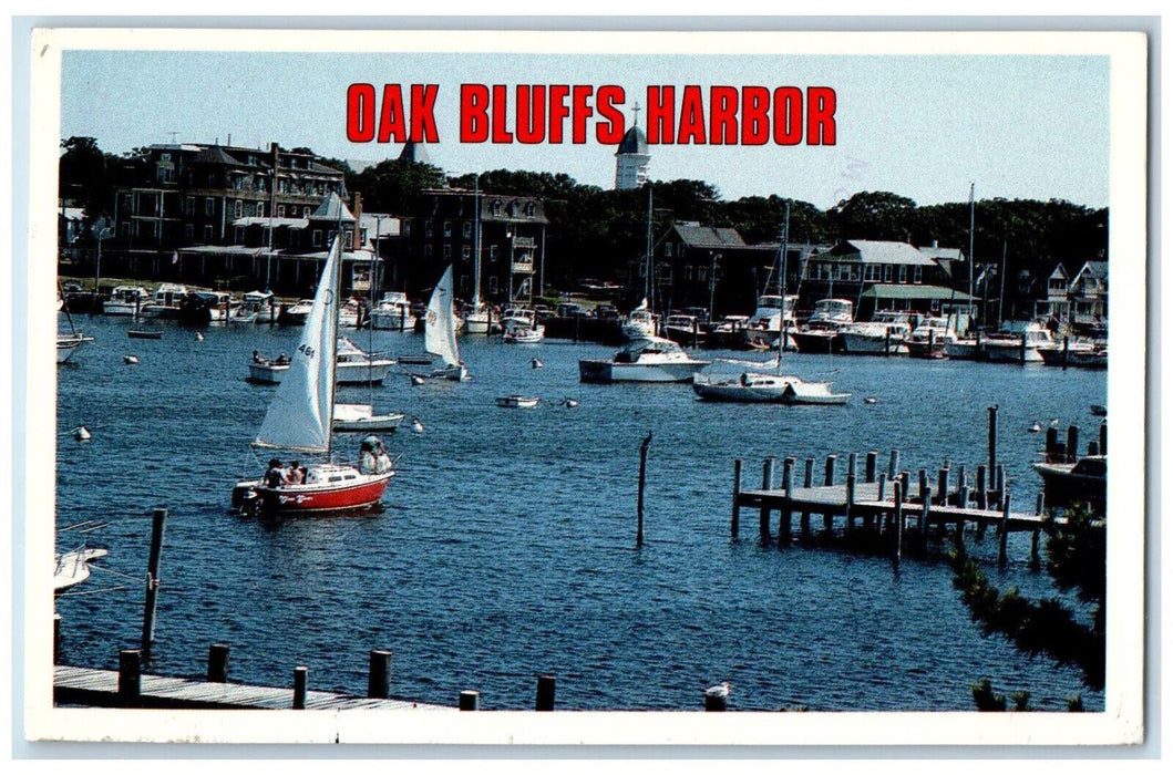 c1960's Motorboats Oak Bluffs Harbor Martha's Vineyard Massachusetts MA Postcard