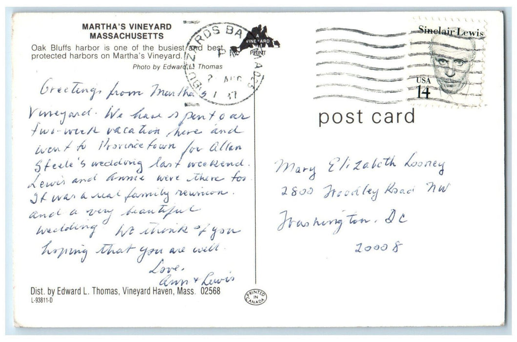 c1960's Motorboats Oak Bluffs Harbor Martha's Vineyard Massachusetts MA Postcard