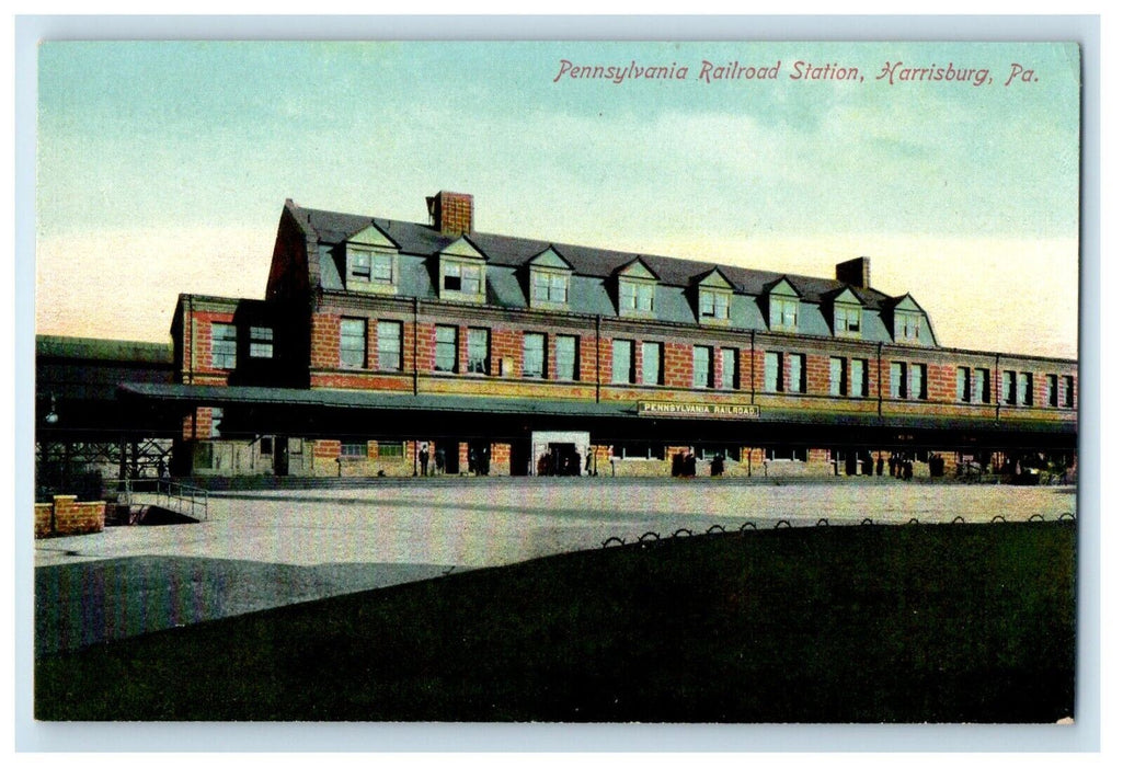c1910's Pennsylvania Railroad Station Depot Harrisburg PA Antique Postcard