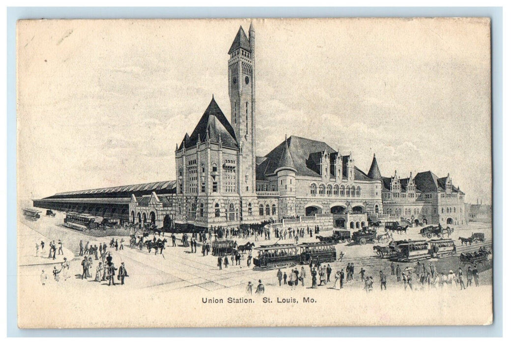 1907 Union Station Depot Trolley St. Louis Missouri MO Posted Antique Postcard