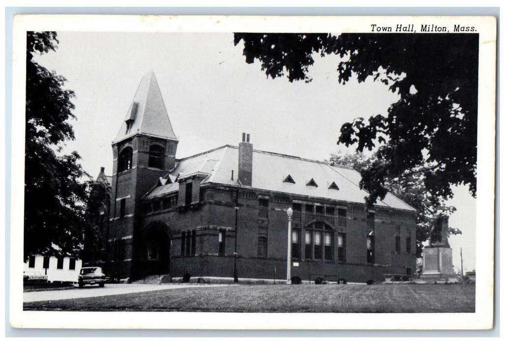 c1940's Side View of Town Hall Massachusetts MA Vintage Unposted Postcard