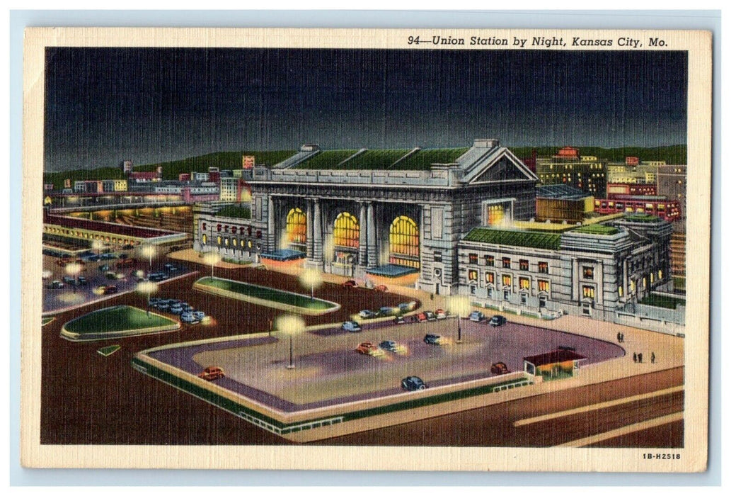 1946 Union Station By Night View Kansas City Missouri MO Posted Vintage Postcard