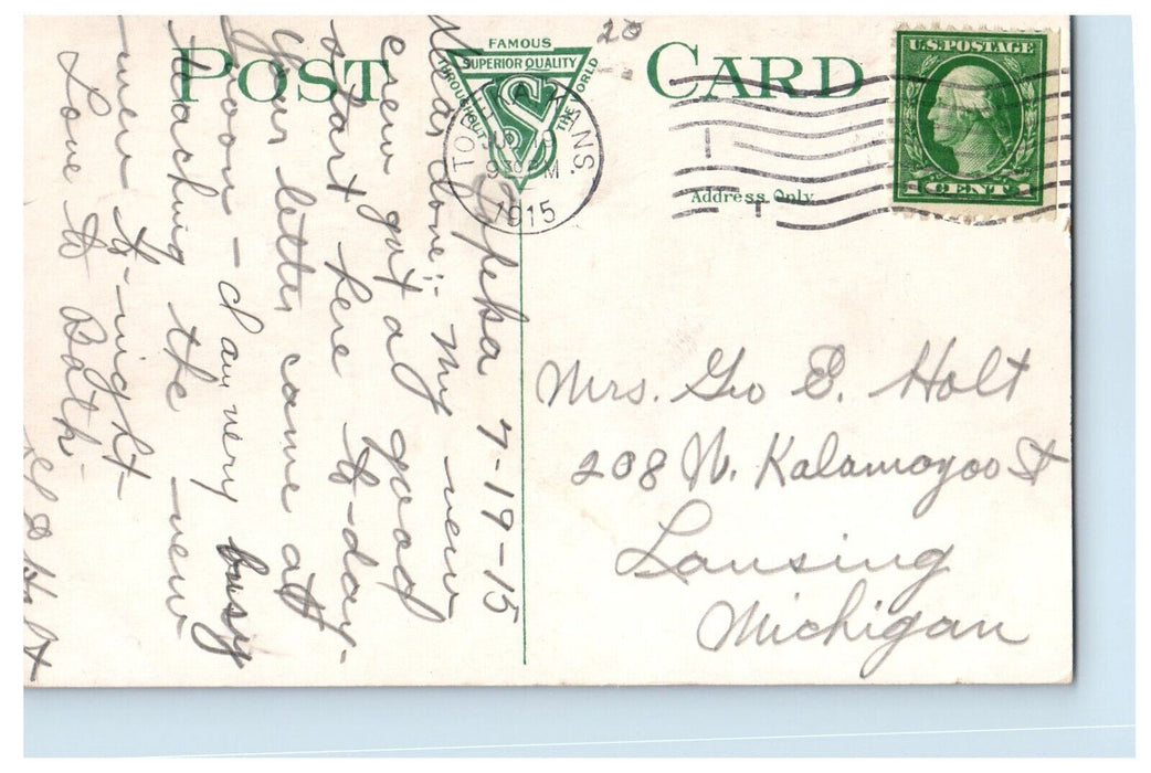 1915 Trolley, Greenbaum Kansas Avenue at 6th Street, Topeka Kansas KS Postcard