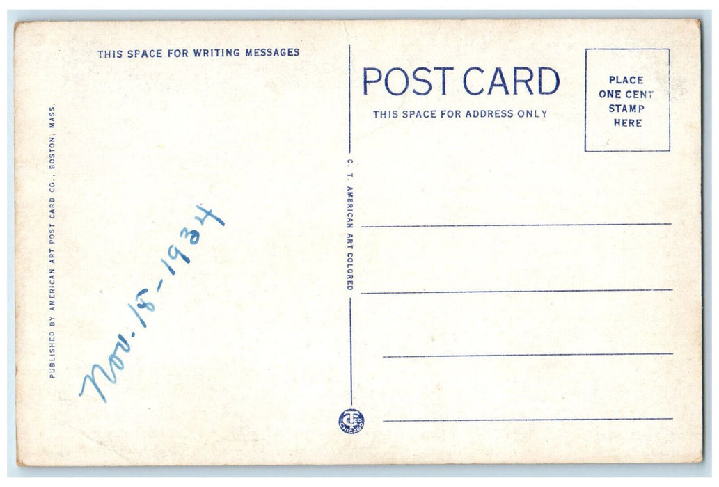 1934 Post Office Chelsea Massachusetts MA Vintage Unposted Postcard
