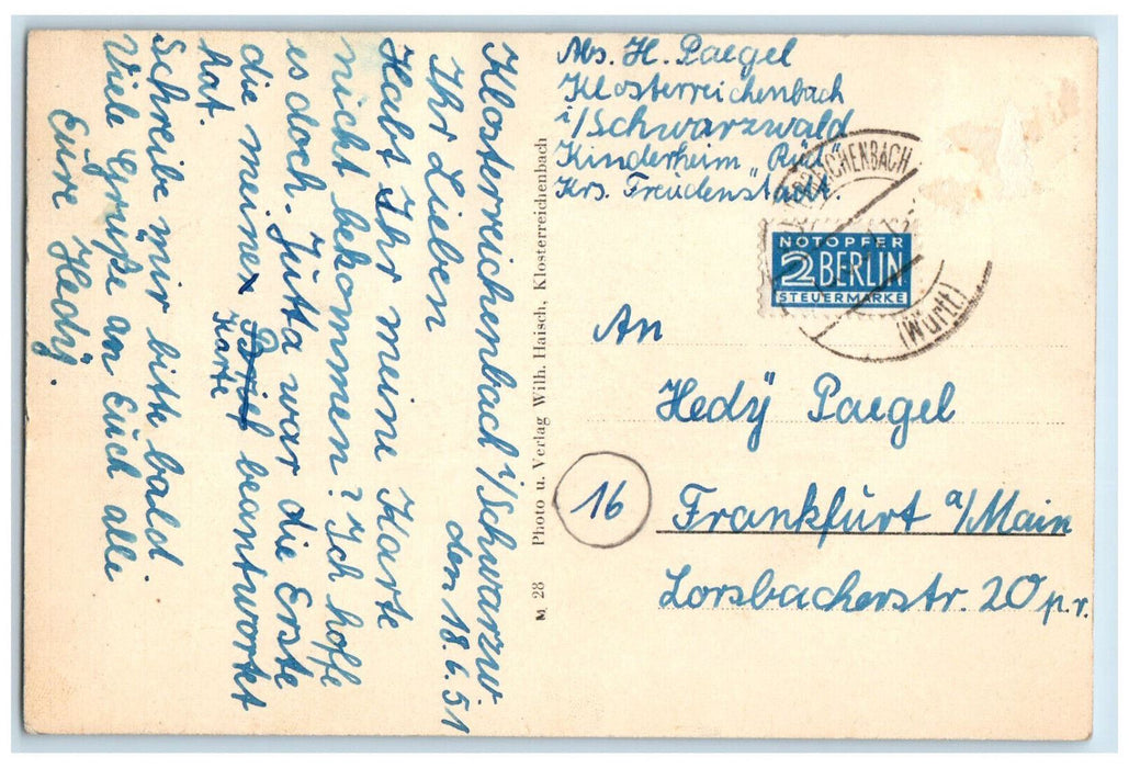 c1920's Children's Home Reichenbach Monastery Baden-Württemberg Germany Postcard