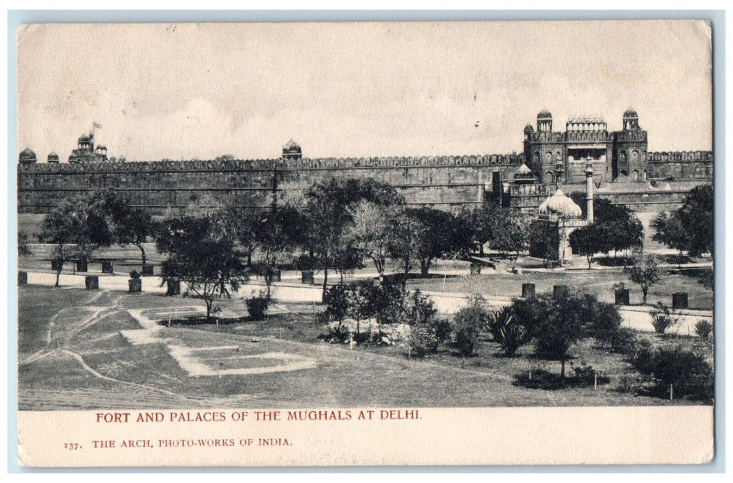 1906 Fort and Palaces of the Mughals at Delhi India Antique Postcard
