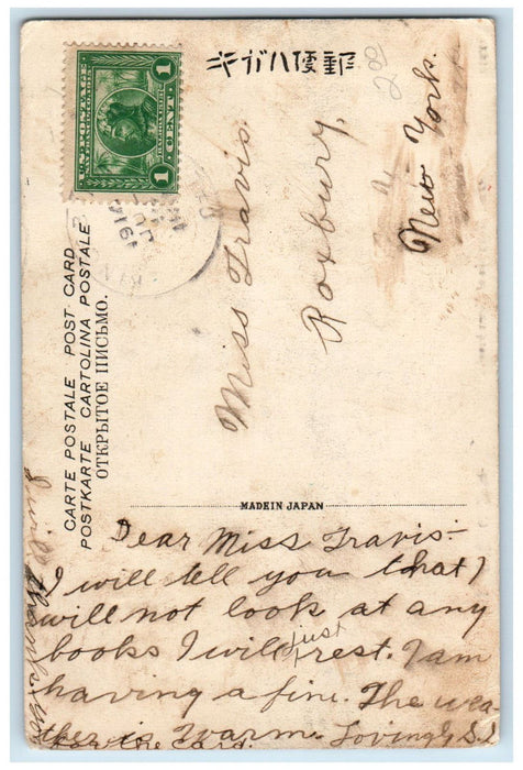 1914 Bridge Scene Fuji Mountain of Kawaibashi Japan Antique Posted Postcard