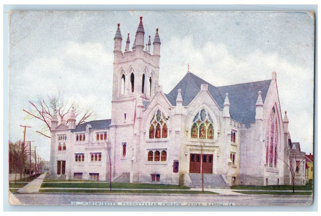 c1950's Westminster Presbyterian Church Building Cedar Rapids Iowa IA Postcard