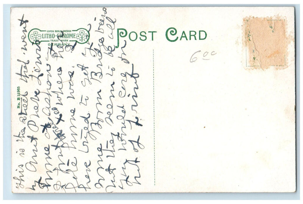 c1920's Laurel Street Bridge Ashaway Scene Rhode Island RI Posted Trees Postcard