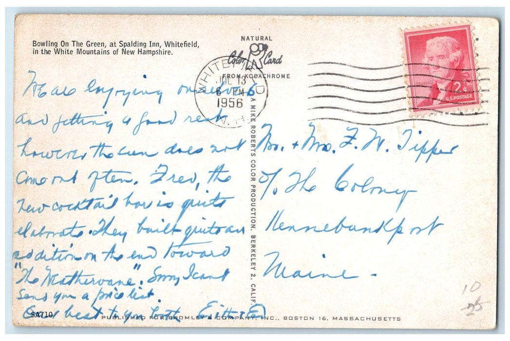 1911 Bowling On The Green At Spalding Inn Whitefield New Hampshire NH Postcard