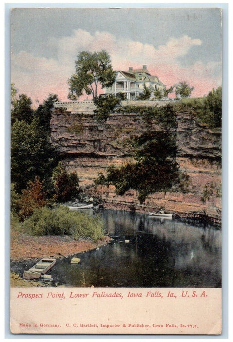 1907 Lower Palisades Prospect Point Iowa Falls IA Posted Antique Postcard