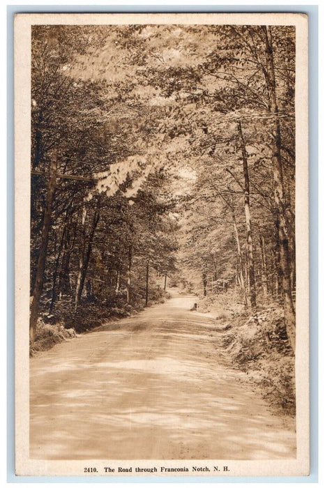 1919 The Road Through Franconia Notch New Hampshire NH RPPC Photo Postcard