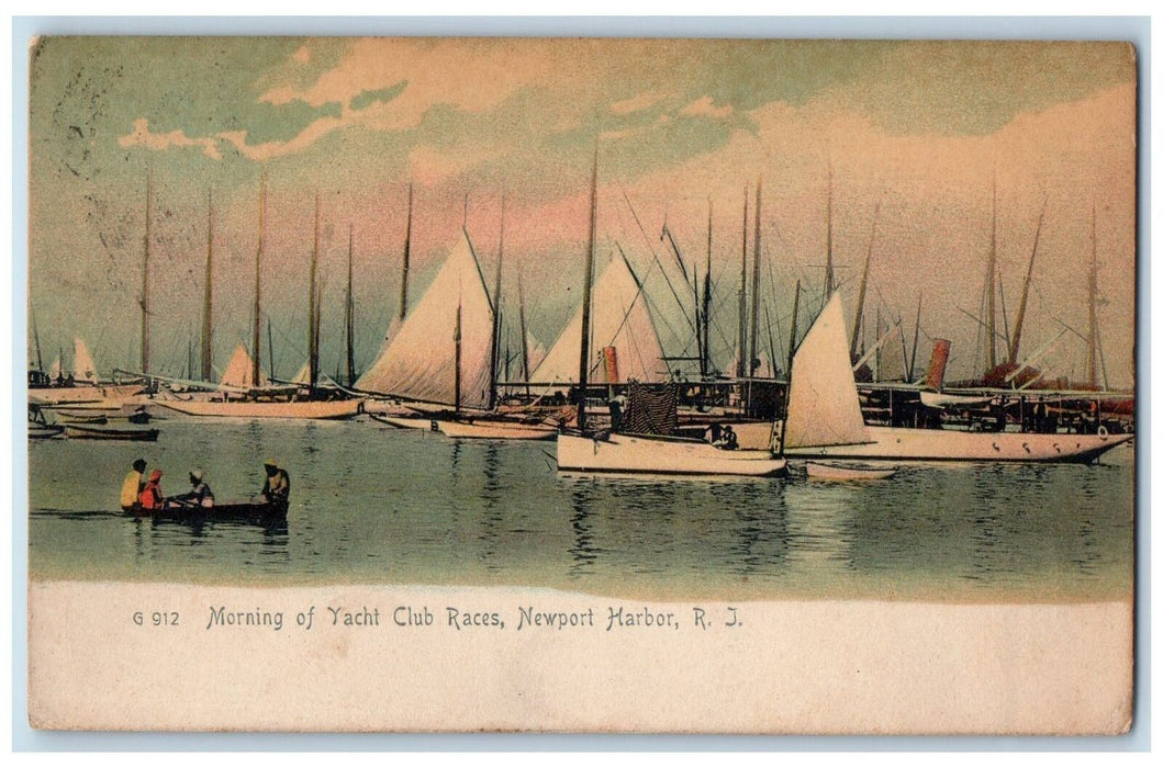 1908 Morning Of Yacht Club Races Scene Newport Rhode Island RI Canoeing Postcard