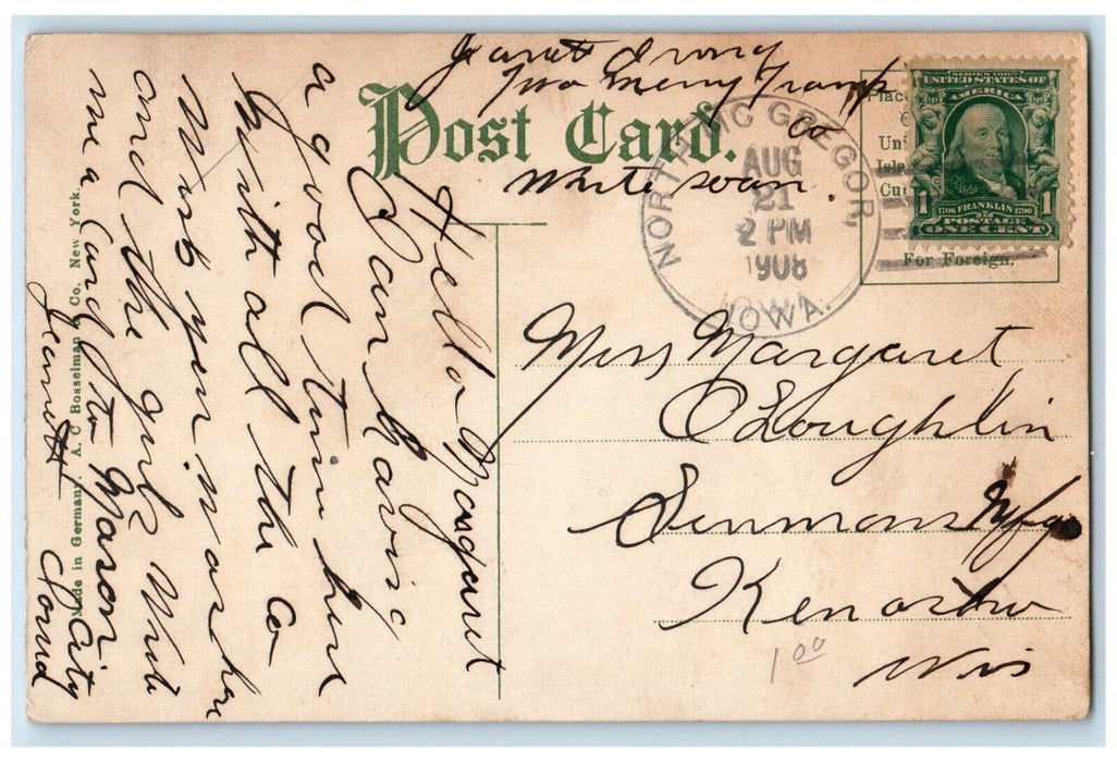 1908 Railway Train Locomotive Point Ann Mc Gregor Iowa IA Posted Postcard