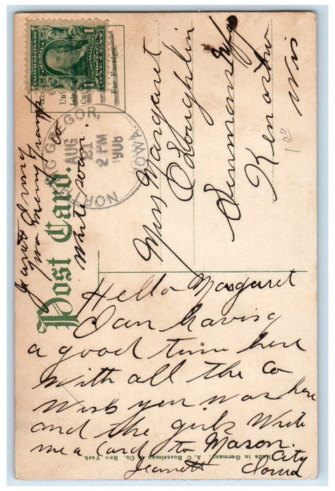 1908 Railway Train Locomotive Point Ann Mc Gregor Iowa IA Posted Postcard