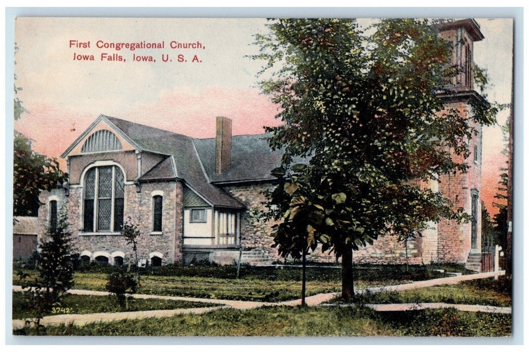 c1910 First Congregational Church Iowa Falls IA Antique Unposted Postcard