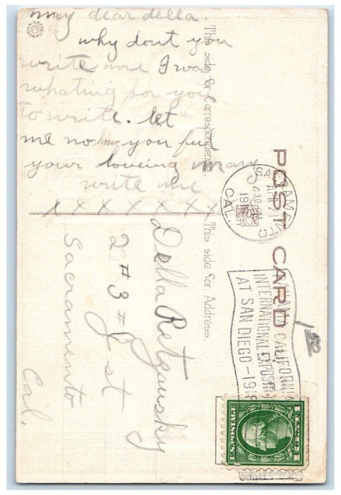1916 Easter Dutch Girl Carrying Basket Of Eggs Sacramento California CA Postcard