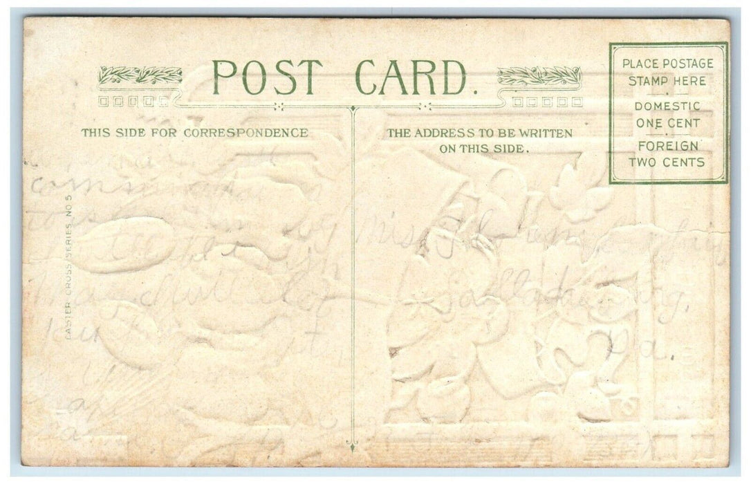 c1910's Easter Boys Choir Jesus Christ Risen Today Cross Winsch Back Postcard