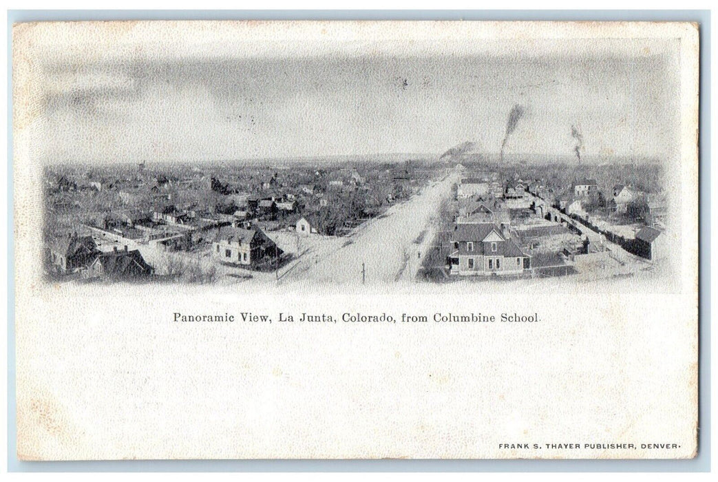 1909 Panoramic View La Junta Colorado From Columbine School CO Antique Postcard