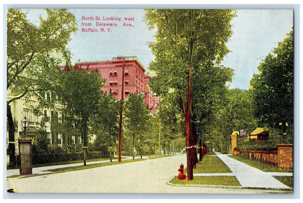 c1940's North St. Looking West From Delaware Ave Buffalo New York NY Postcard