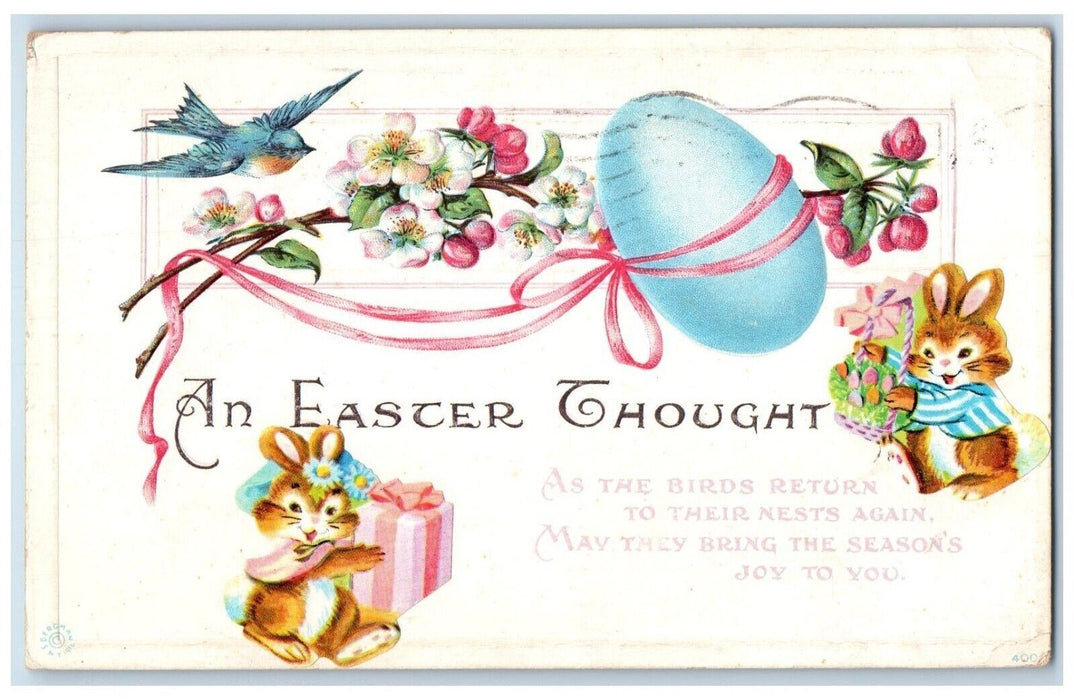 1919 Easter Thought Bird Egg Flowers Boonesboro Maryland MD Antique Postcard