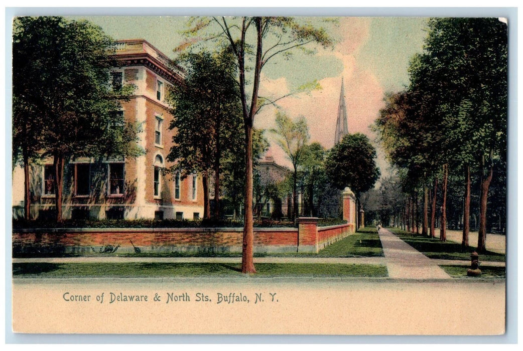 c1905's Corner Of Delaware And North Streets Buffalo New York Unposted Postcard