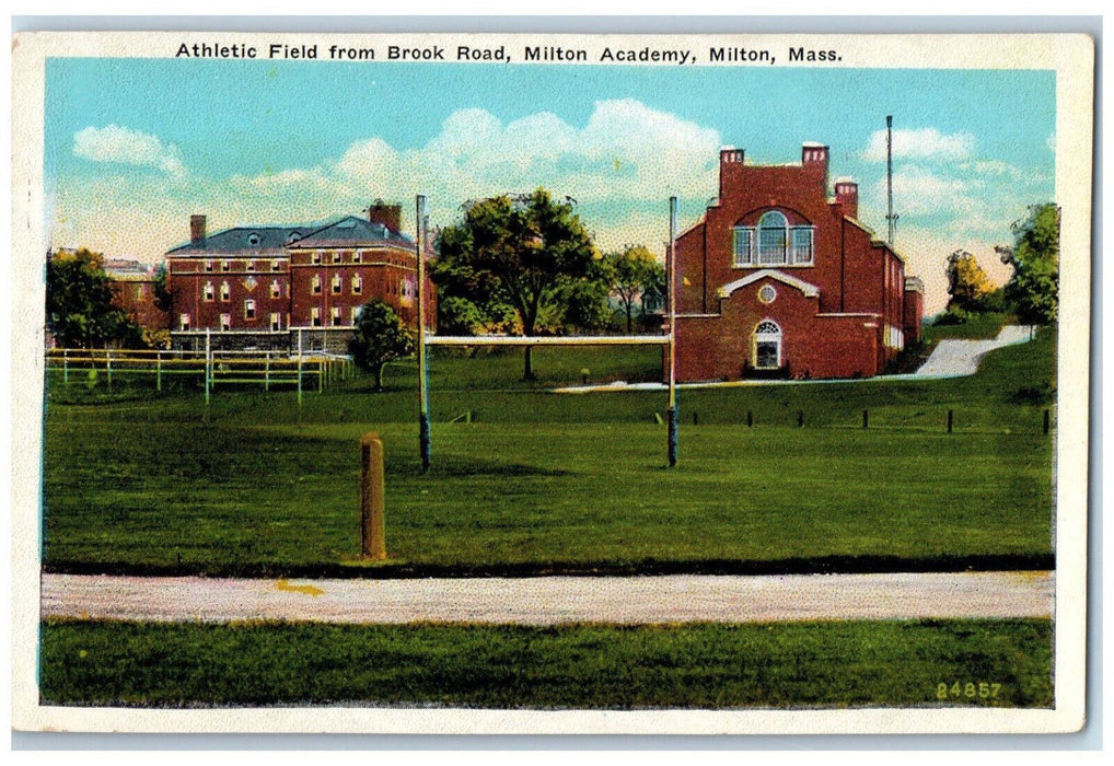 c1920's Athletic Field from Brook Road Milton Academy Massachusetts MA Postcard