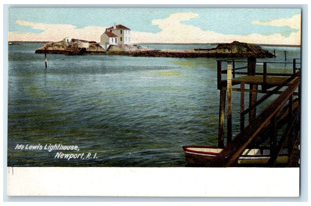 c1905's Ida Lewis Lighthouse View Newport Rhode Island RI Unposted Boat Postcard
