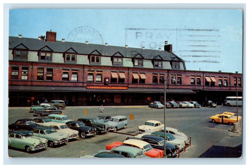 1962 Penna Railroad Station Depot Cars Harrisburg Pennsylvania PA Postcard