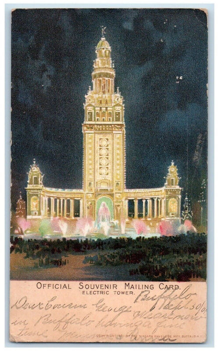 1901 Eletric Tower Pan American Exposition Night View Buffalo NY Posted Postcard