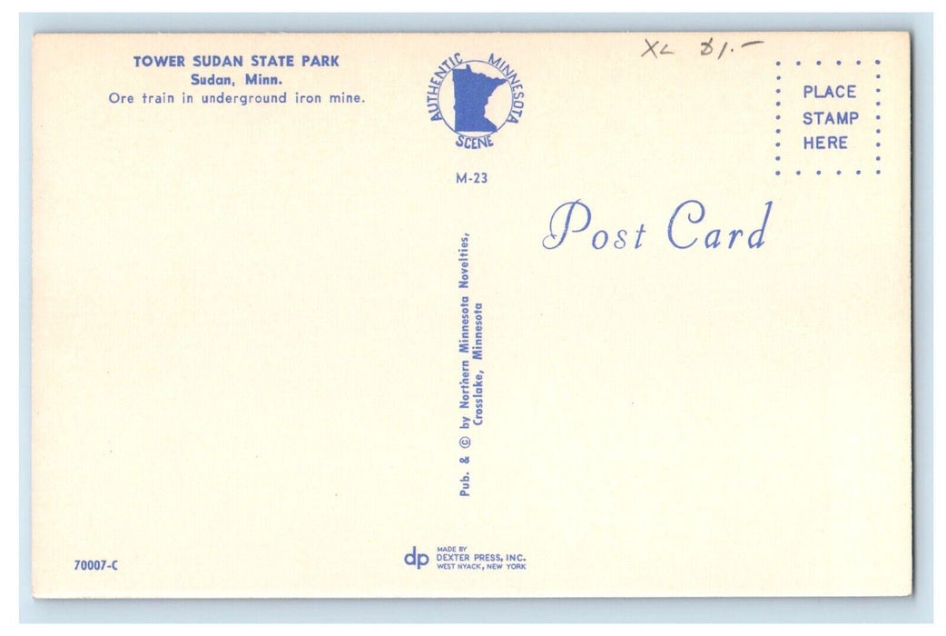 Tower Sudan State Park Underground Sudan Minnesota MN Unposted Vintage Postcard