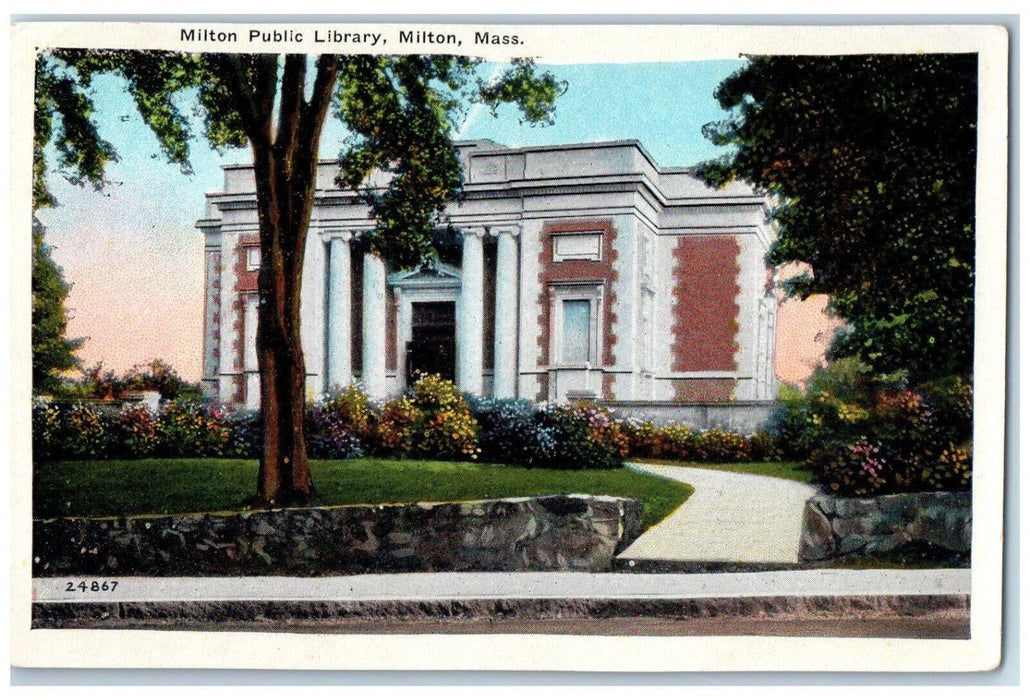 c1920's Milton Public Library Milton Massachusetts MA Unposted Postcard