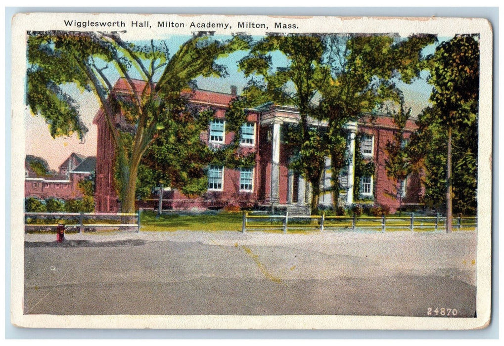 c1930's Wigglesworth Hall Milton Academy Milton Massachusetts MA Postcard