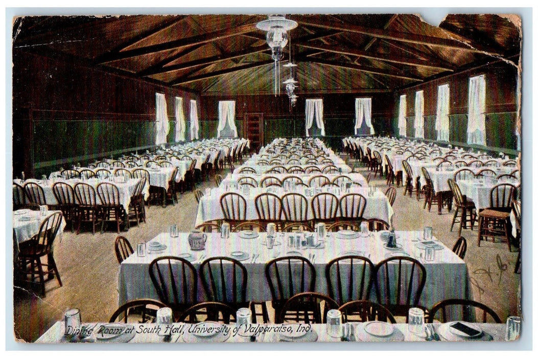 1910 Dining Room At South Hall University Of Valparaiso Indiana Posted Postcard