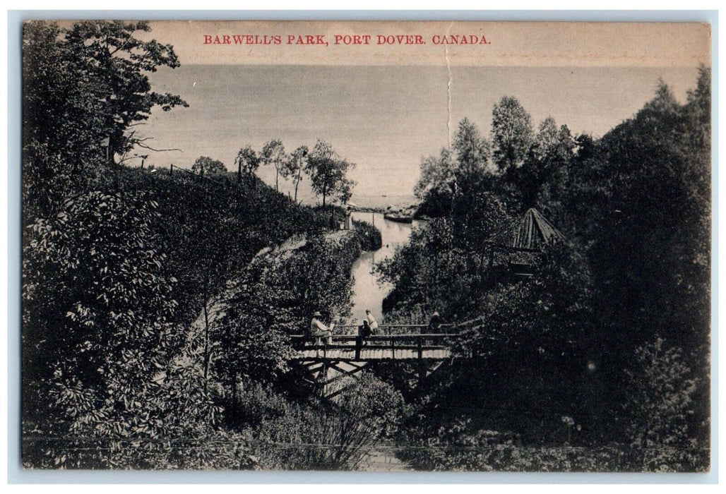 1909 Bridge Scene Barwell's Park Port Dover Canada Antique Posted Postcard