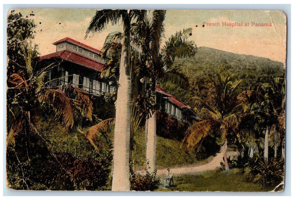 1915 French Hospital at Panama Posted Leighton & Valentine Co. Postcard