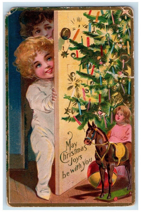 1909 Christmas Tree Decorated Children Toys Middletown Delaware DE Postcard