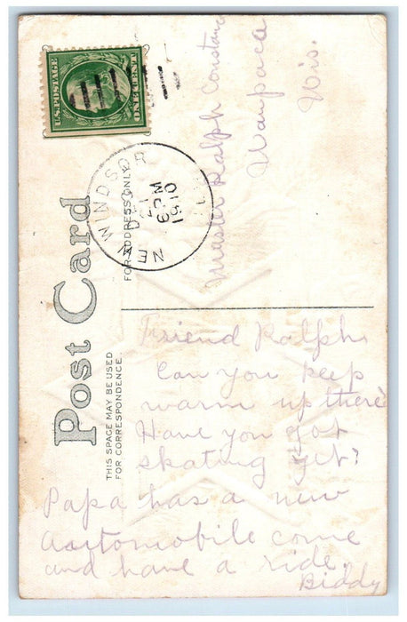 1910 Christmas Star Holly Berries Winter New Windsor Illinois IL Posted Postcard