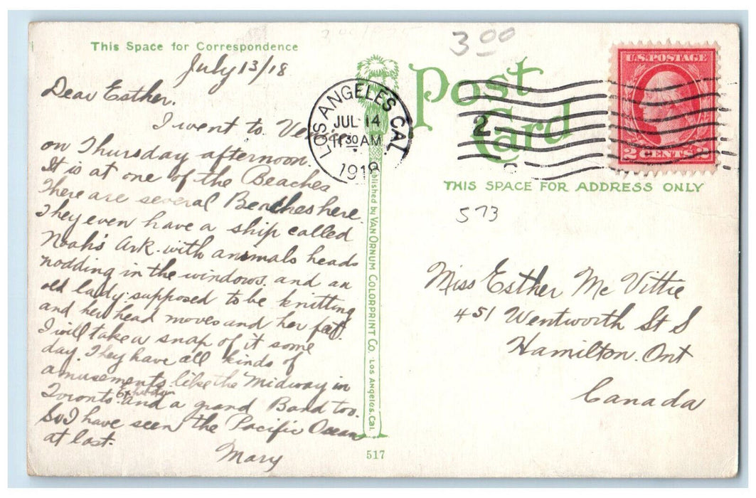 Windward Avenue And Miniature Railway Venice Los Angeles California CA Postcard