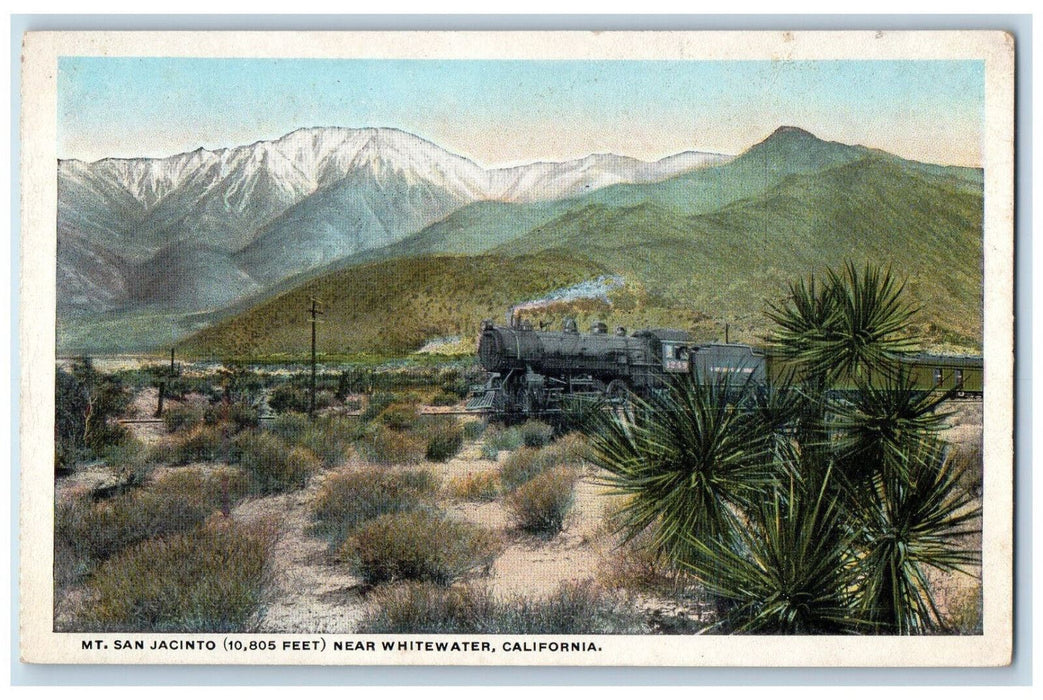 Mt. San Jacinto Train Railroad Scene Near Whitewater California CA Postcard