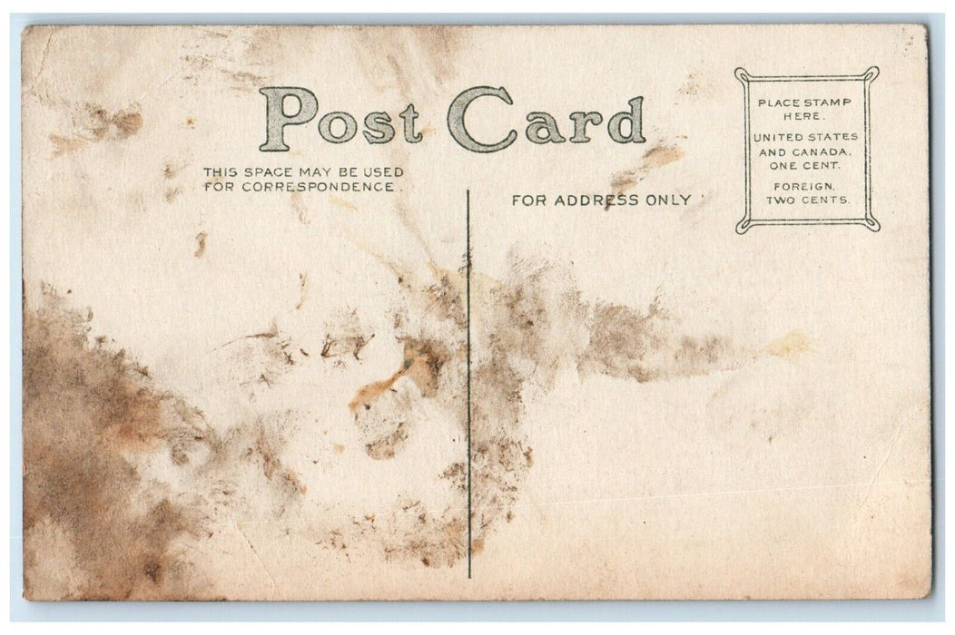 c1910's Merry Christmas Santa Claus Ringing Bell Deer Holly Berries Postcard