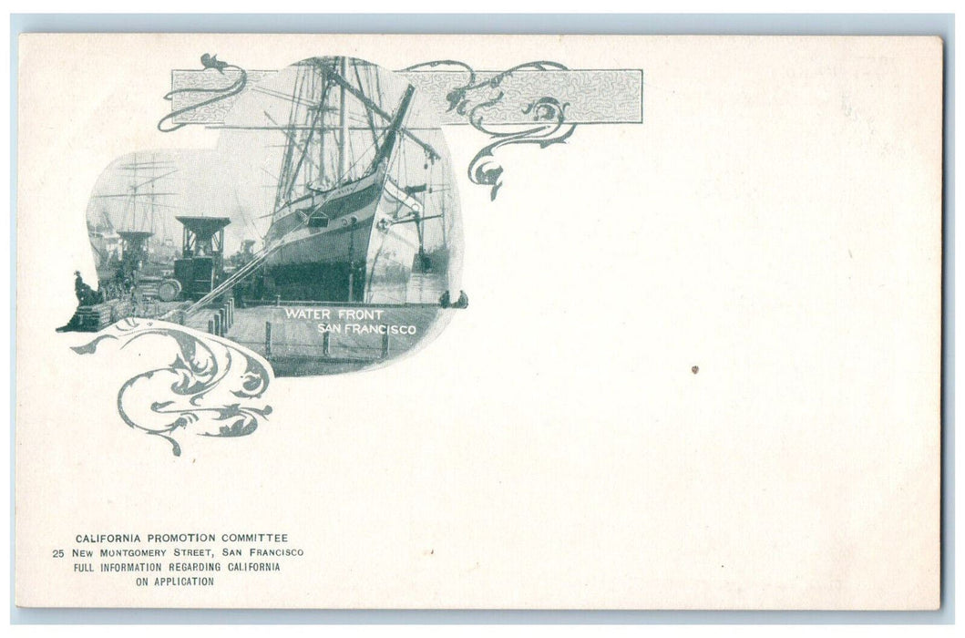 Water Front Ship On Dock San Francisco California CA Antique Unposted Postcard