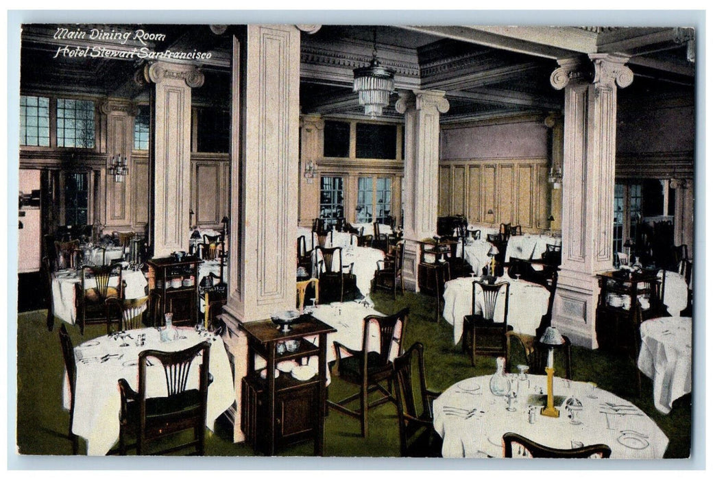 Main Dining Room Restaurant Hotel Stewart San Francisco California CA Postcard