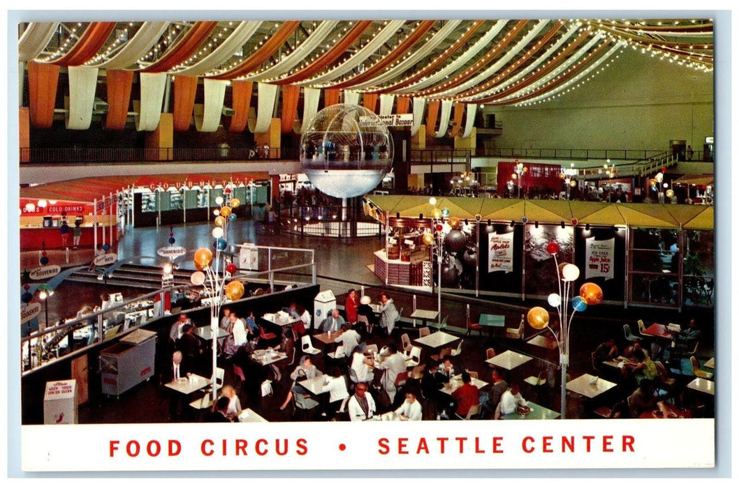 c1950 Food Circus Seattle Center Amusement Food Court Washington WA Postcard