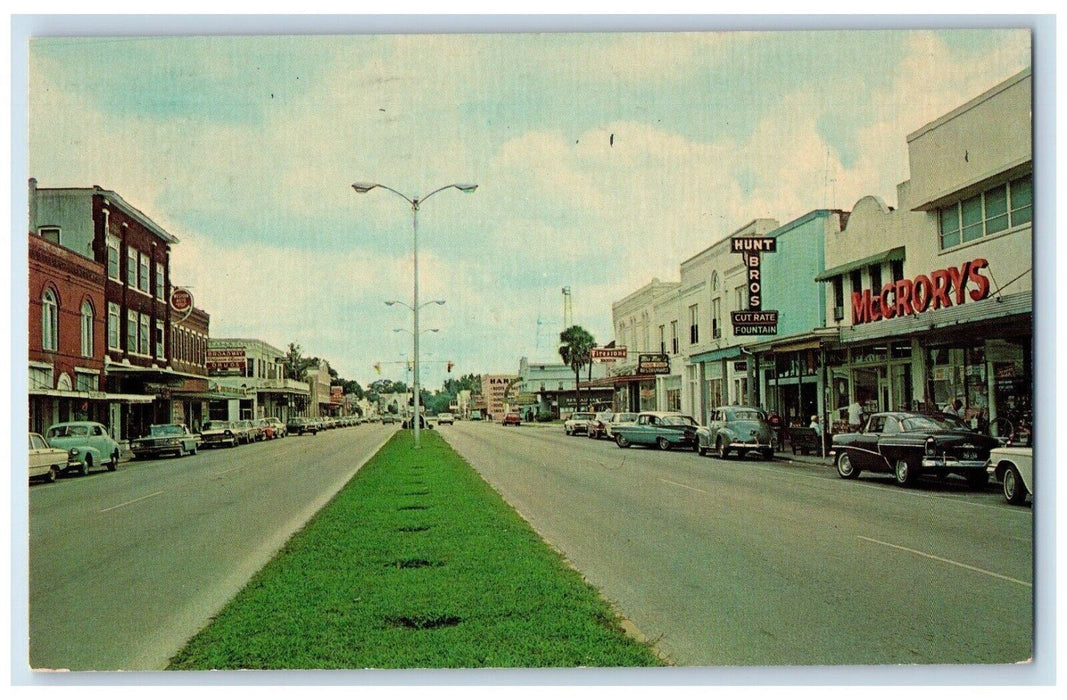 c1967 Broadway Downtown Business Section Kissimmee Florida FL Antique Postcard