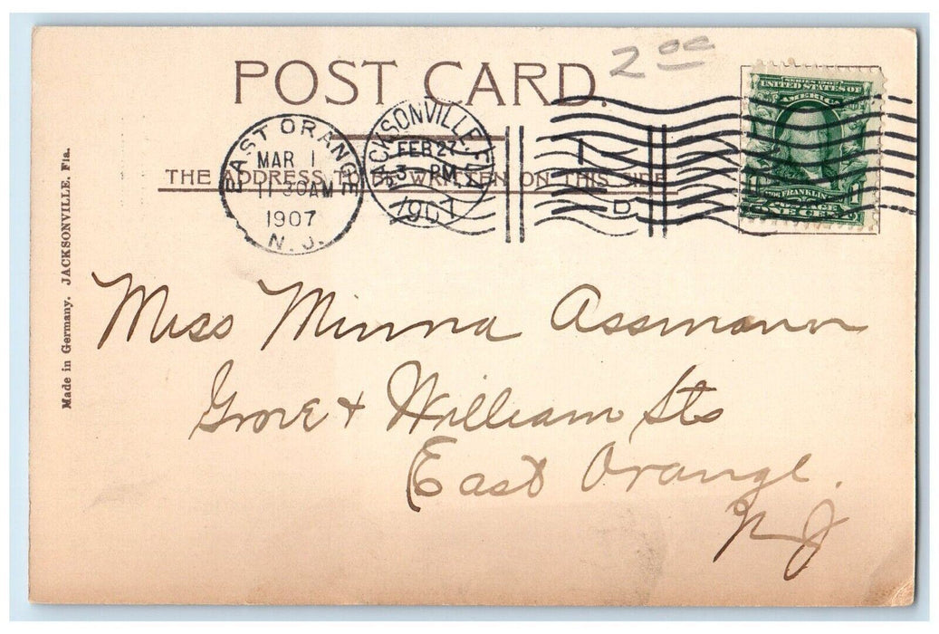 c1907 Scenic View Park Street Jacksonville Florida FL East Orange NJ Postcard