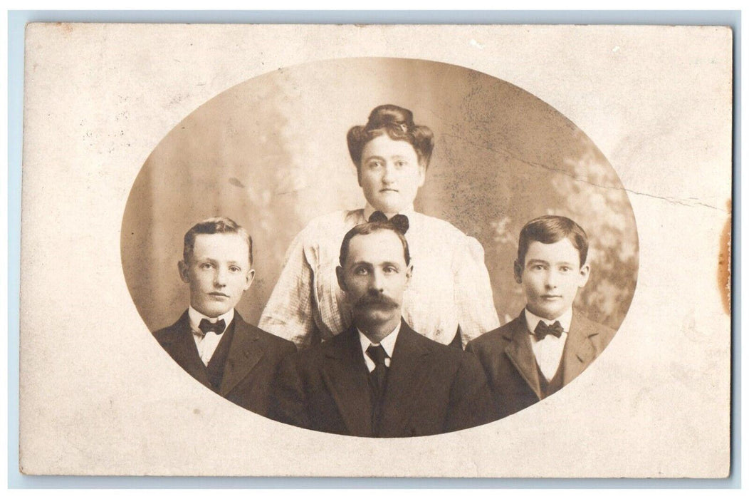 1910 Family Studio Portrait Olin Iowa IA Posted Antique RPPC Photo Postcard