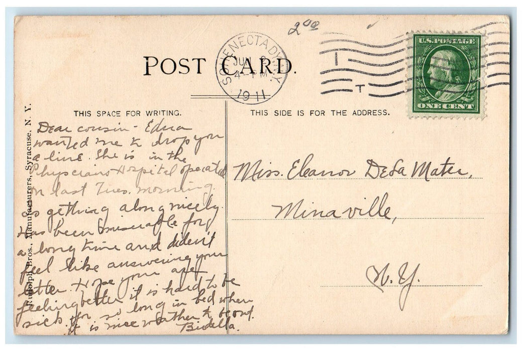 1911 High School Building Exterior Scene Schenectady NY Antique Postcard