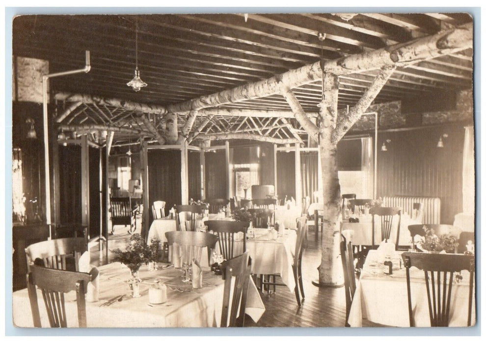 1923 Interior Restaurant Stove Pipe Keene Valley NY RPPC Photo Posted Postcard